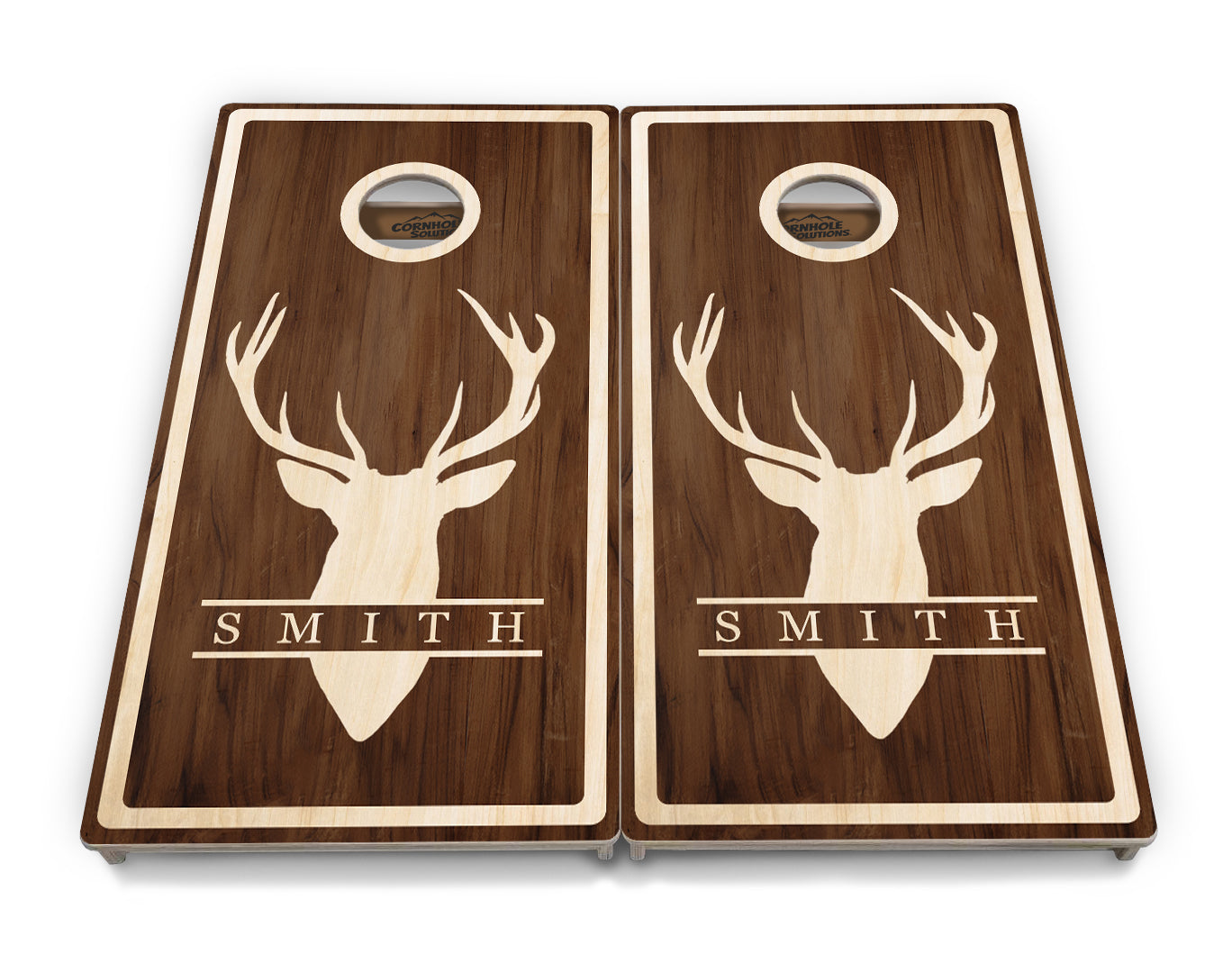 Regulation Cornhole Boards - Deer Head Name 2'x4' Regulation Cornhole Set - 3/4" Baltic Birch +UV Direct Print +UV Clear Coat