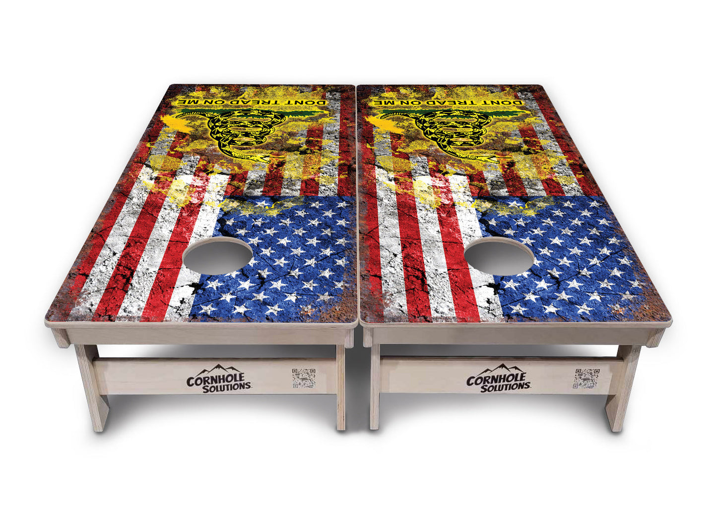 Regulation Cornhole Boards - Don't Tread On Me Design Options - 2'x4' Regulation Cornhole Set - 3/4″ Baltic Birch + UV Direct Print + UV Clear Coat