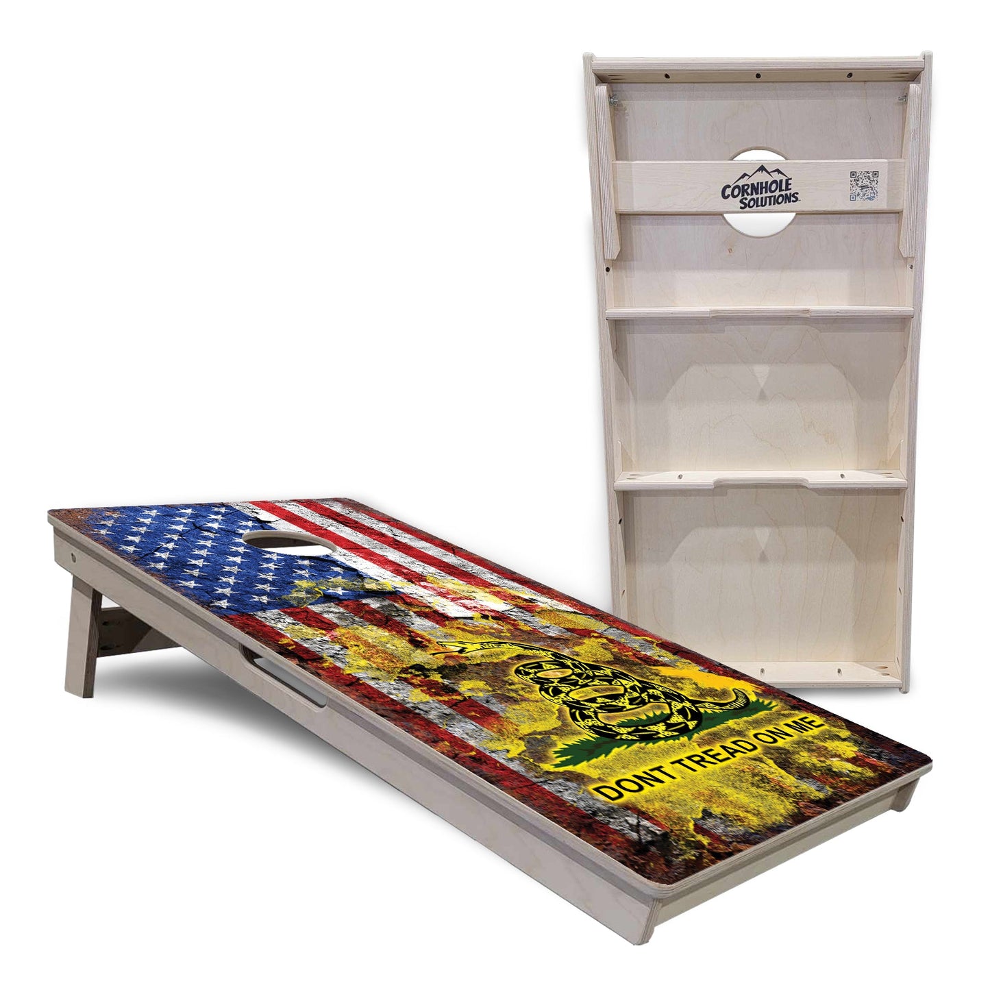 Regulation Cornhole Boards - Don't Tread On Me Design Options - 2'x4' Regulation Cornhole Set - 3/4″ Baltic Birch + UV Direct Print + UV Clear Coat