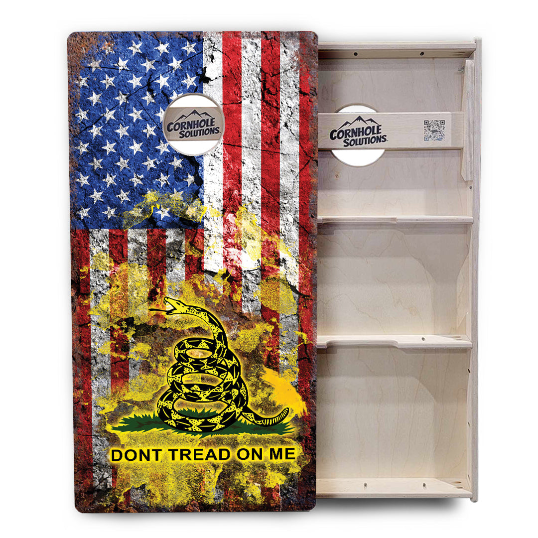 Regulation Cornhole Boards - Don't Tread On Me Design Options - 2'x4' Regulation Cornhole Set - 3/4″ Baltic Birch + UV Direct Print + UV Clear Coat