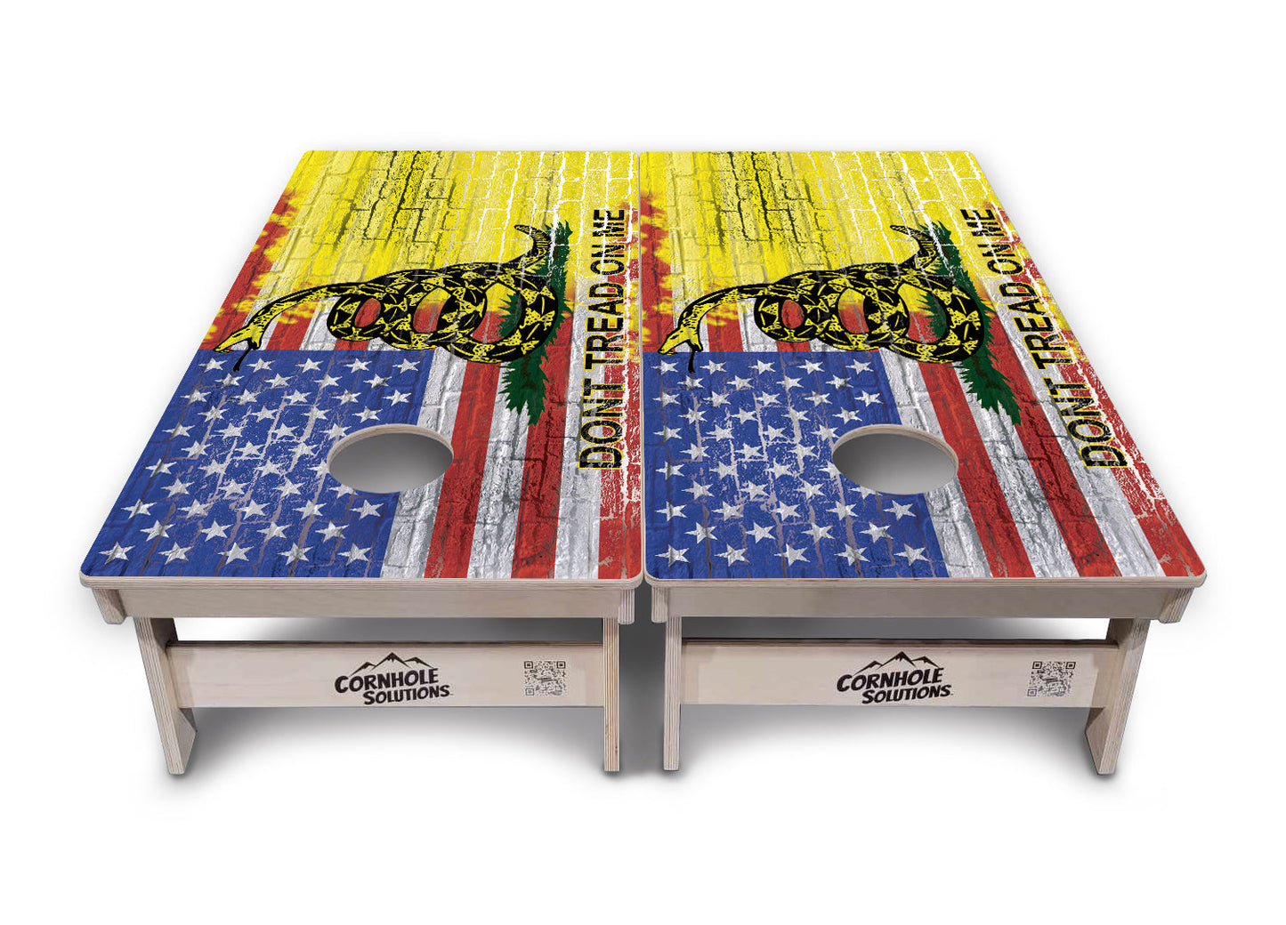 Regulation Cornhole Boards - Don't Tread On Me Design Options - 2'x4' Regulation Cornhole Set - 3/4″ Baltic Birch + UV Direct Print + UV Clear Coat