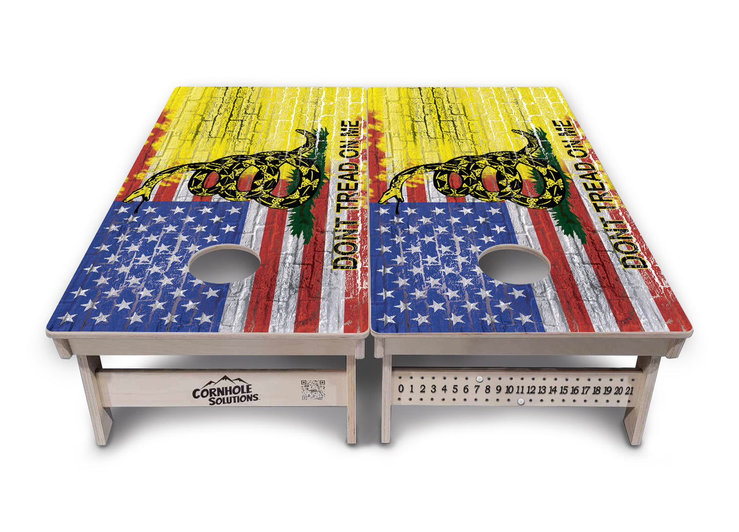 Regulation Cornhole Boards - Don't Tread On Me Design Options - 2'x4' Regulation Cornhole Set - 3/4″ Baltic Birch + UV Direct Print + UV Clear Coat