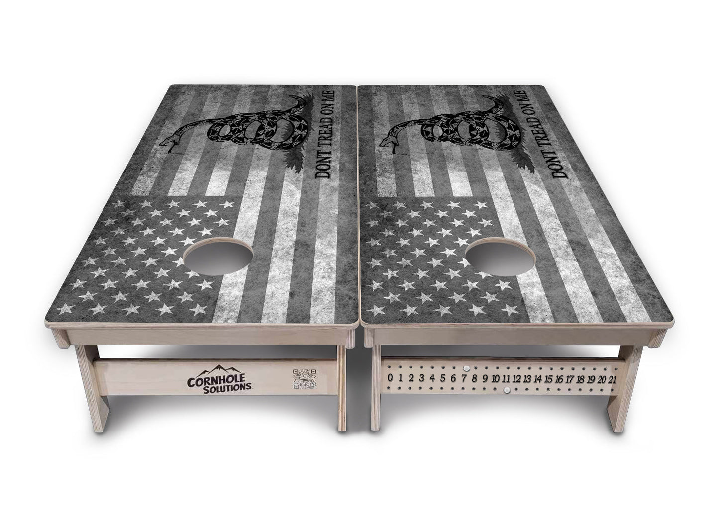 Regulation Cornhole Boards - Don't Tread On Me Design Options - 2'x4' Regulation Cornhole Set - 3/4″ Baltic Birch + UV Direct Print + UV Clear Coat