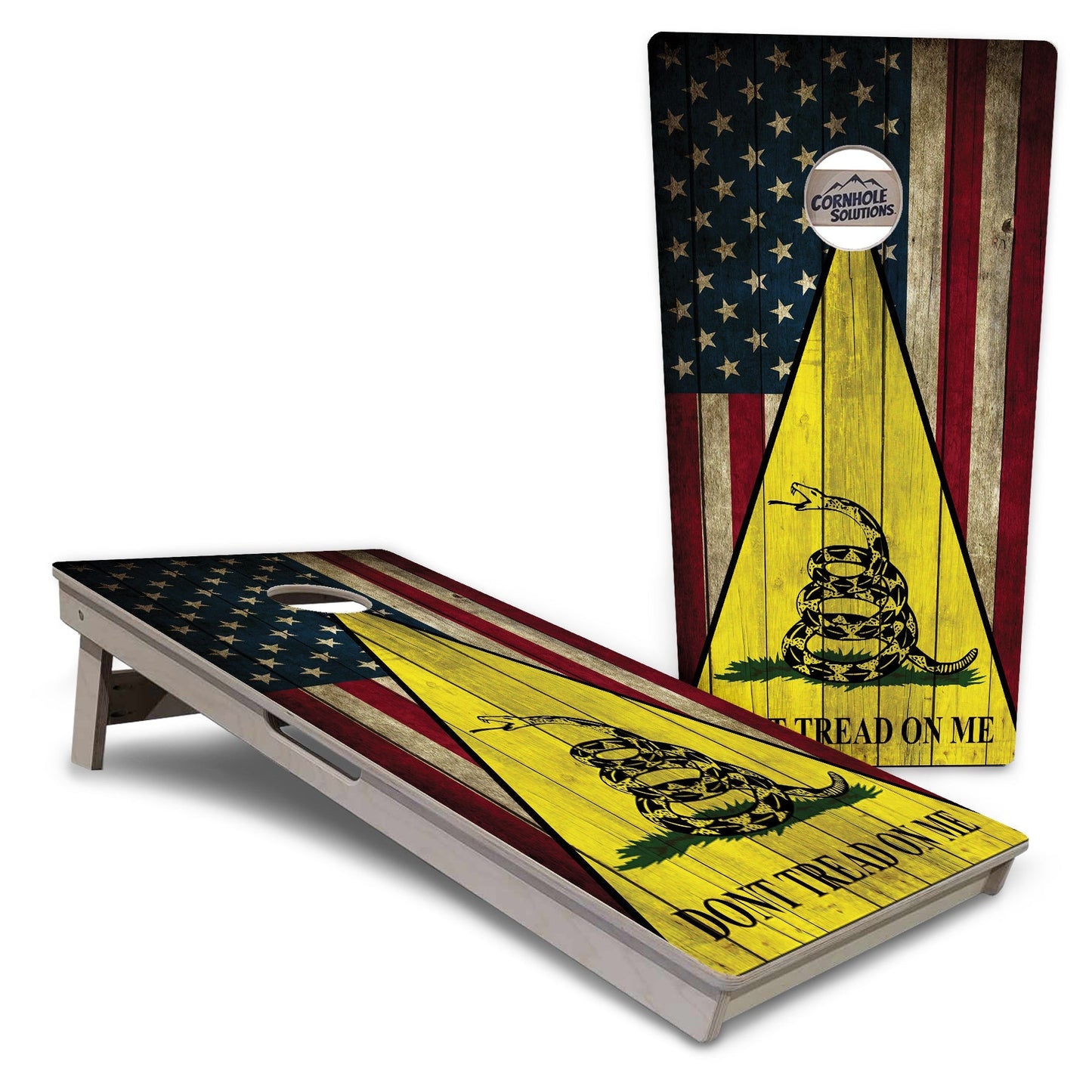 Regulation Cornhole Boards - Rustic DTOM Triangle - 2'x4' Regulation Cornhole Set - 3/4″ Baltic Birch - UV Direct Print + UV Clear Coat