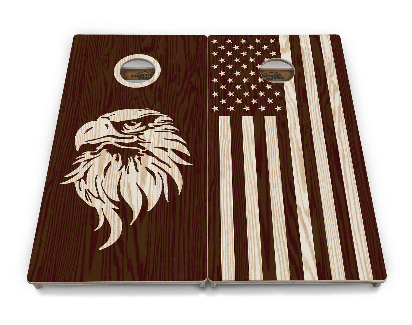 Regulation Cornhole Boards - Wood Eagle & Flag Design Options - 2'x4' Regulation Cornhole Set - 3/4″ Baltic Birch + UV Direct Print + UV Clear Coat