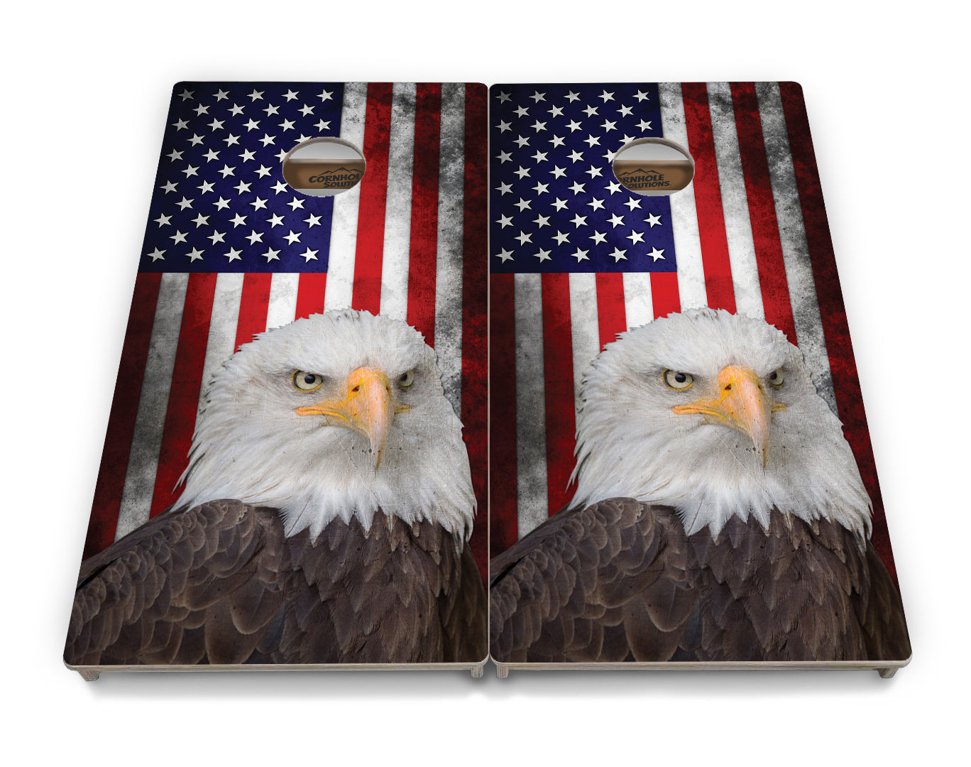 Regulation Cornhole Boards - Eagle Flag Design Options - 2'x4' Regulation Cornhole Set - 3/4″ Baltic Birch + UV Direct Print + UV Clear Coat