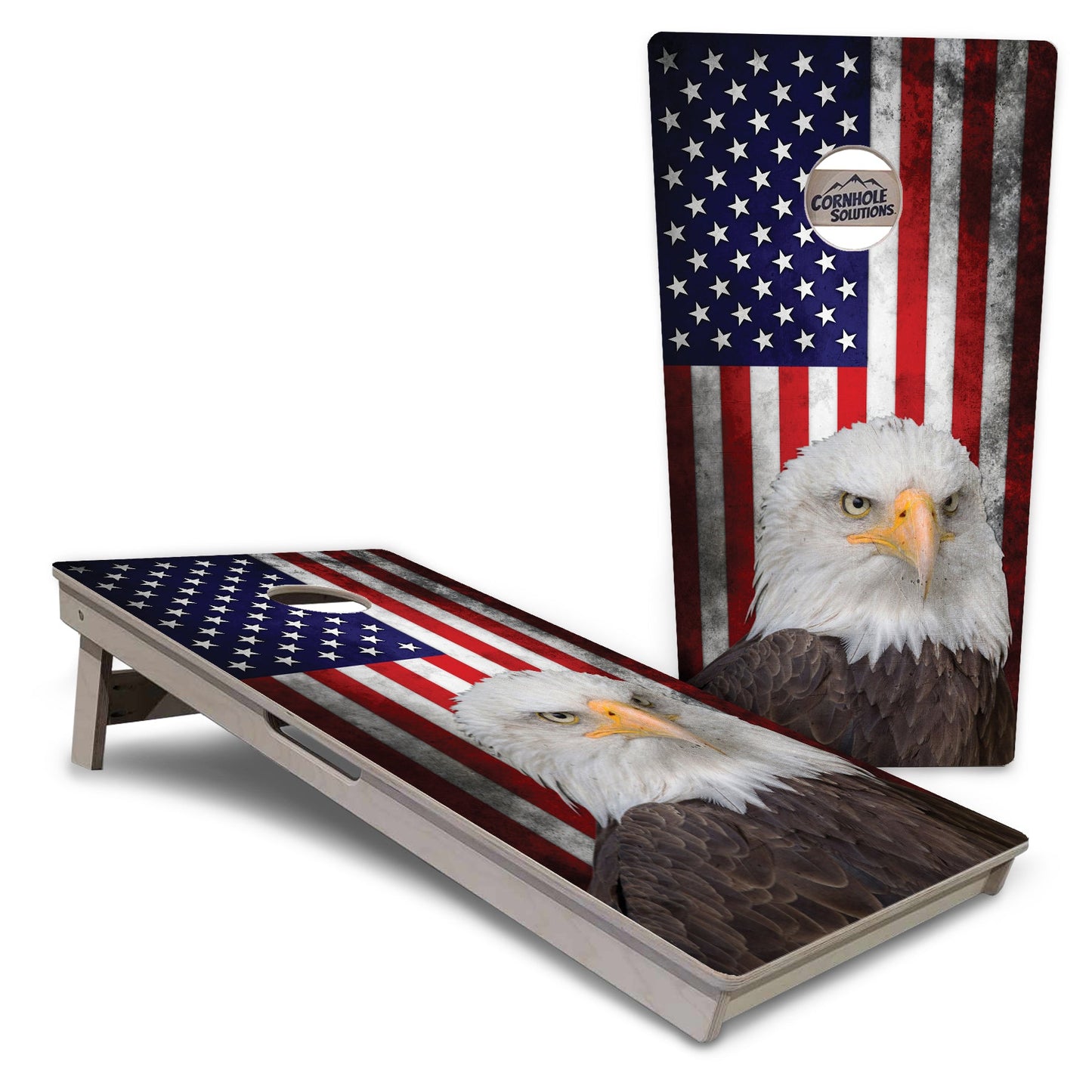 Regulation Cornhole Boards - Eagle Flag Design Options - 2'x4' Regulation Cornhole Set - 3/4″ Baltic Birch + UV Direct Print + UV Clear Coat