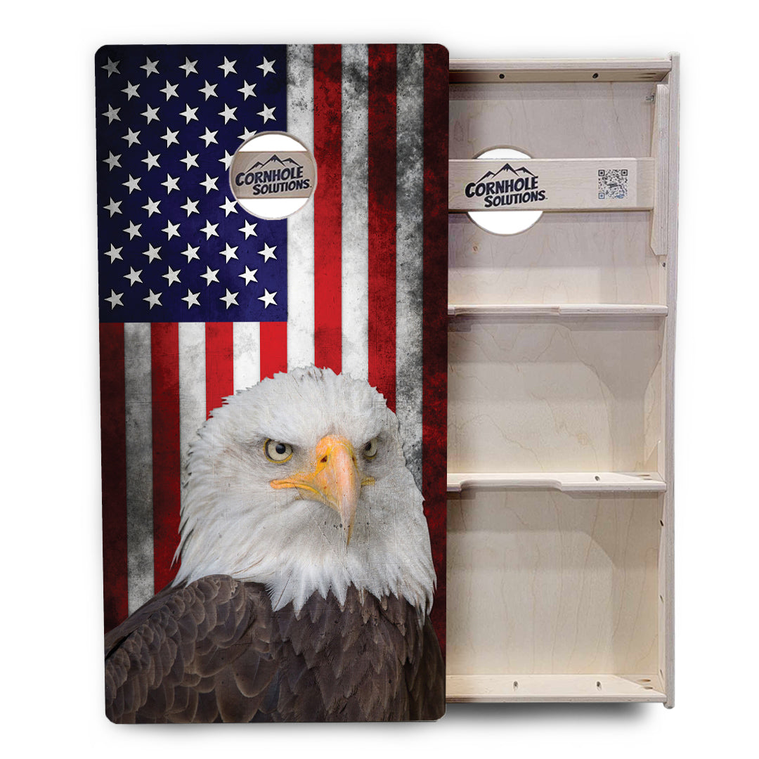 Regulation Cornhole Boards - Eagle Flag Design Options - 2'x4' Regulation Cornhole Set - 3/4″ Baltic Birch + UV Direct Print + UV Clear Coat