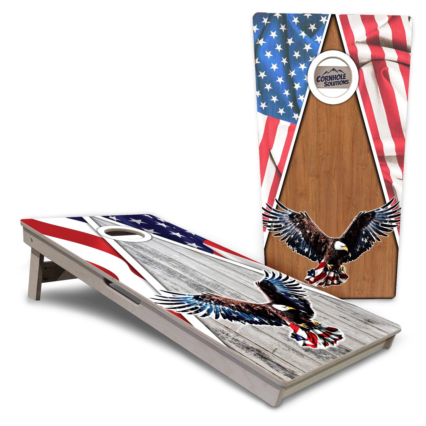 Regulation Conrhole Boards - Eagle Flag Design Options - 2'x4' Regulation Cornhole Set - 3/4″ Baltic Birch + UV Direct Print + UV Clear Coat