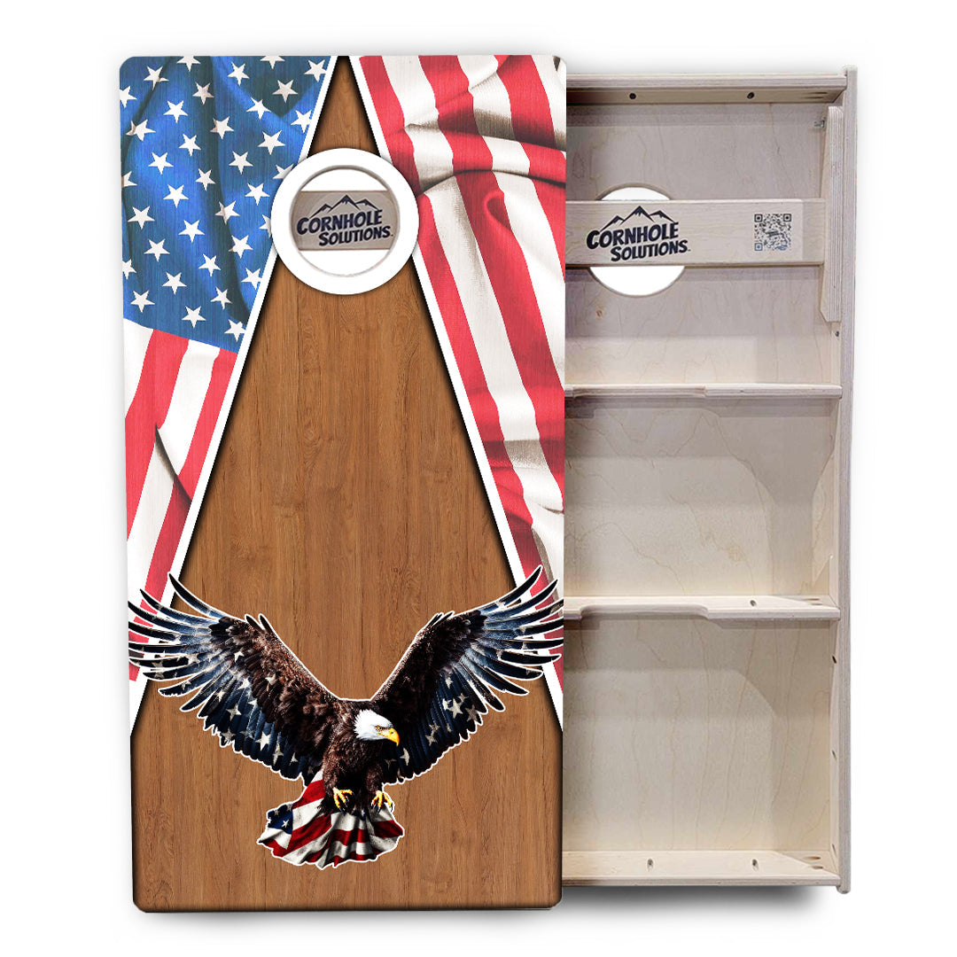 Regulation Conrhole Boards - Eagle Flag Design Options - 2'x4' Regulation Cornhole Set - 3/4″ Baltic Birch + UV Direct Print + UV Clear Coat