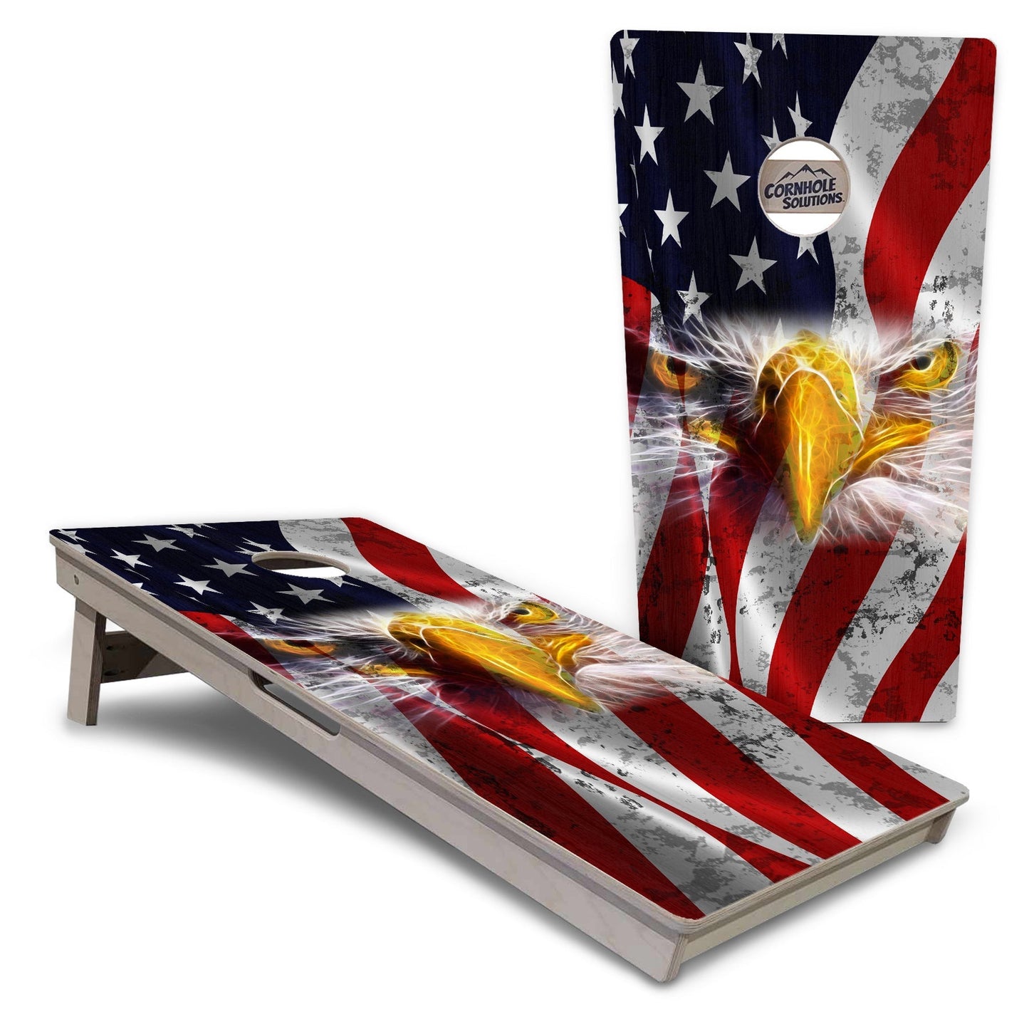 Regulation Cornhole Boards - Electric Eagle - 2' by 4' Regulation Cornhole Set - (3/4″) Baltic Birch +UV Direct Print +UV Clear Coat