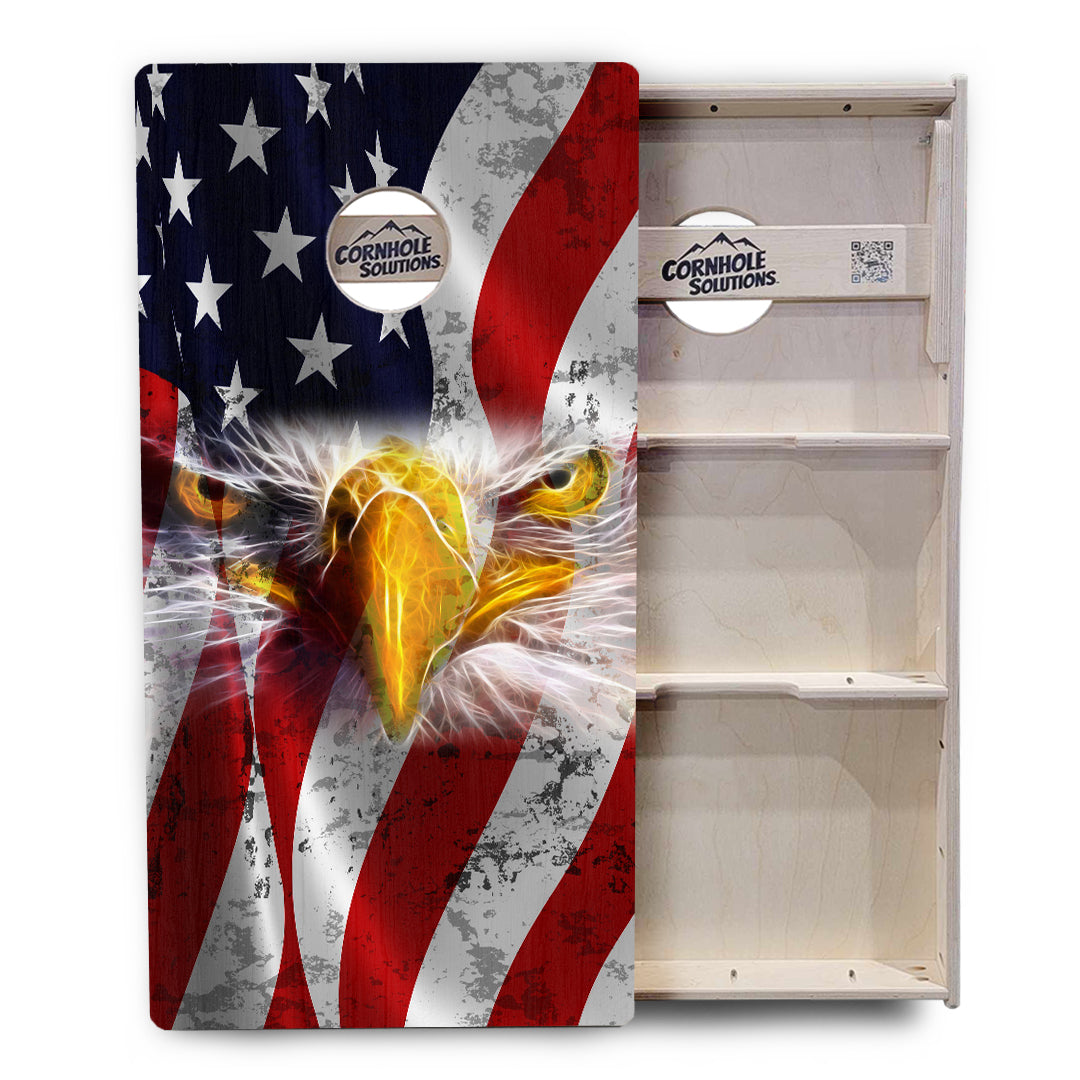 Regulation Cornhole Boards - Electric Eagle - 2' by 4' Regulation Cornhole Set - (3/4″) Baltic Birch +UV Direct Print +UV Clear Coat