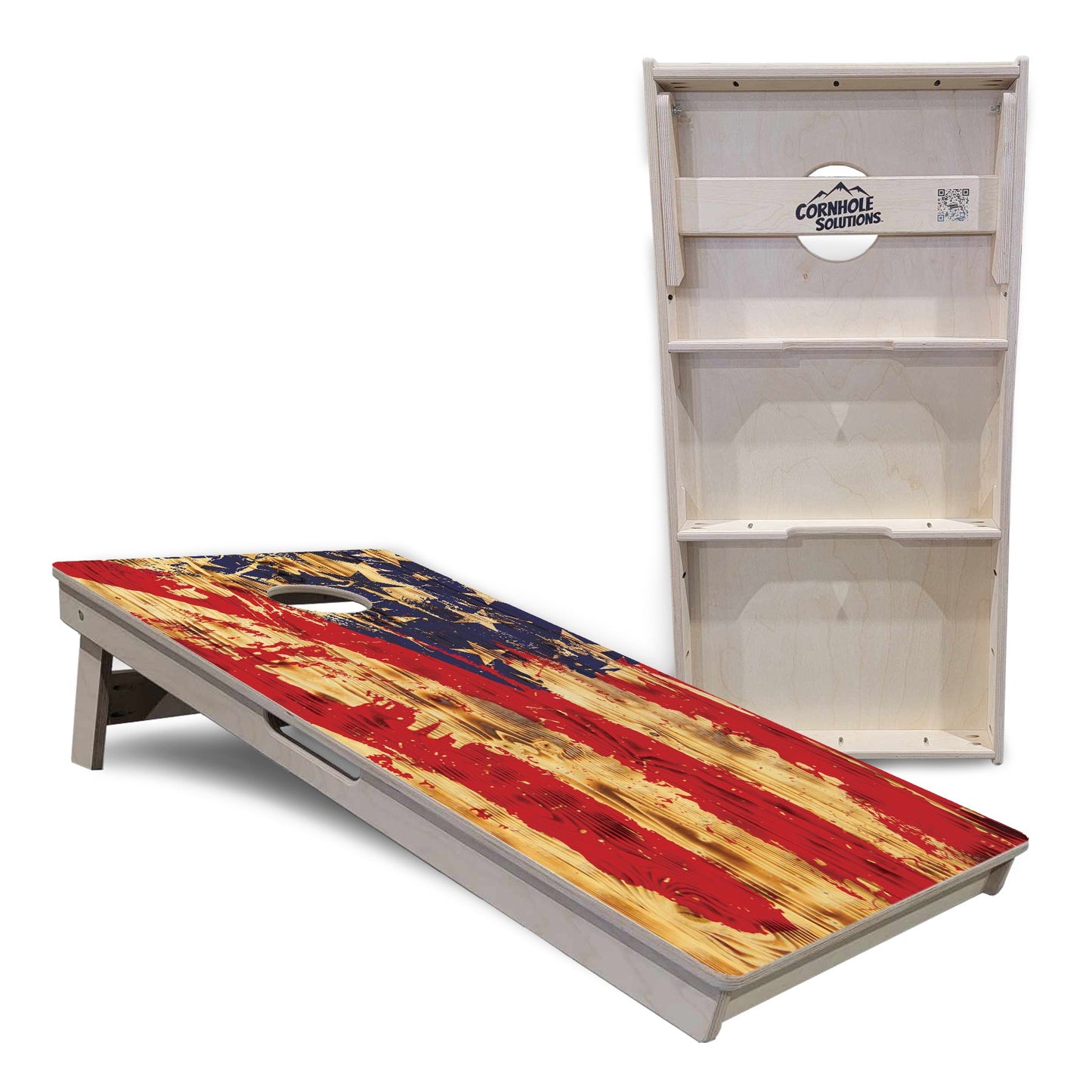 Regulation Cornhole Boards - Faded Brush Burnt Flag - 2'x4' Regulation Cornhole Set - 3/4″ Baltic Birch - UV Direct Print + UV Clear Coat