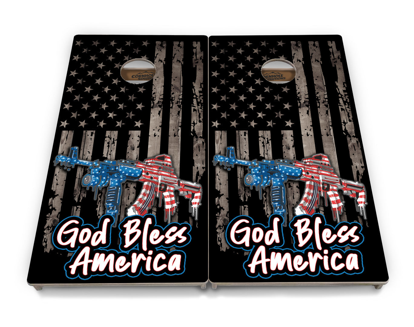 Regulation Cornhole Boards - God Bless America Flag - 2'x4' Regulation Cornhole Set - 3/4″ Baltic Birch - UV Direct Print + UV Clear Coat