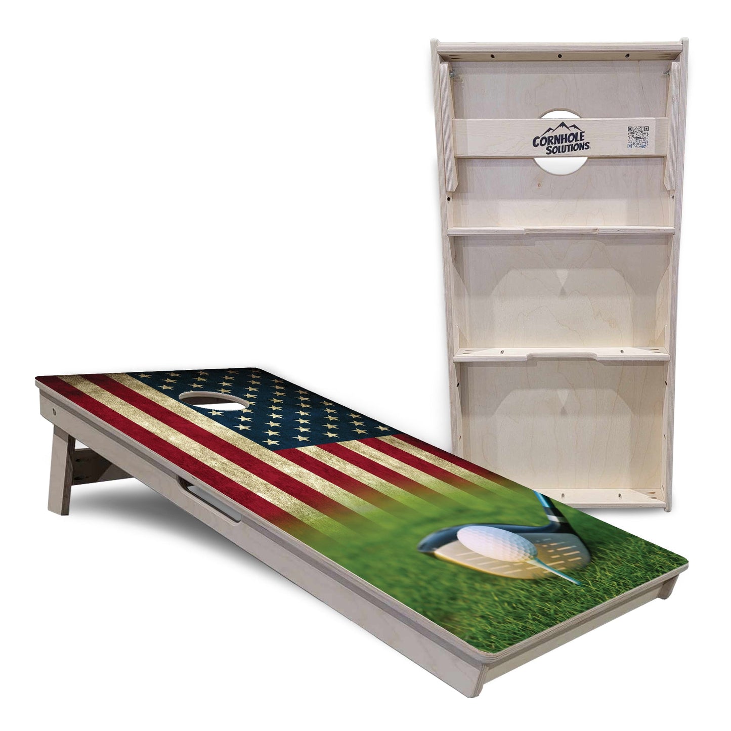 Regulation Cornhole Boards - Golf Tee Flag - 2'x4' Regulation Cornhole Set - 3/4″ Baltic Birch + UV Direct Print + UV Clear Coat