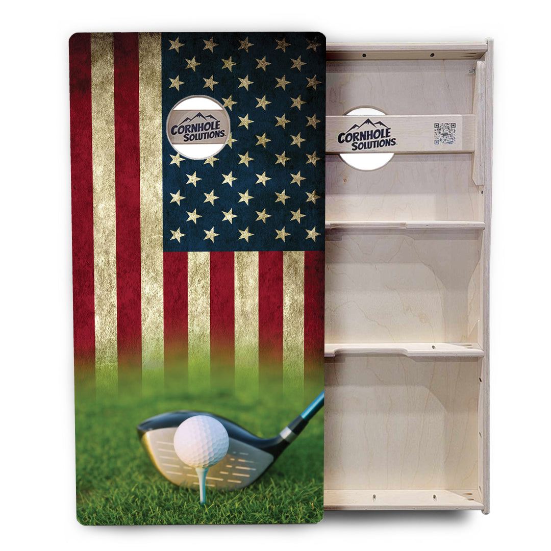 Regulation Cornhole Boards - Golf Tee Flag - 2'x4' Regulation Cornhole Set - 3/4″ Baltic Birch + UV Direct Print + UV Clear Coat