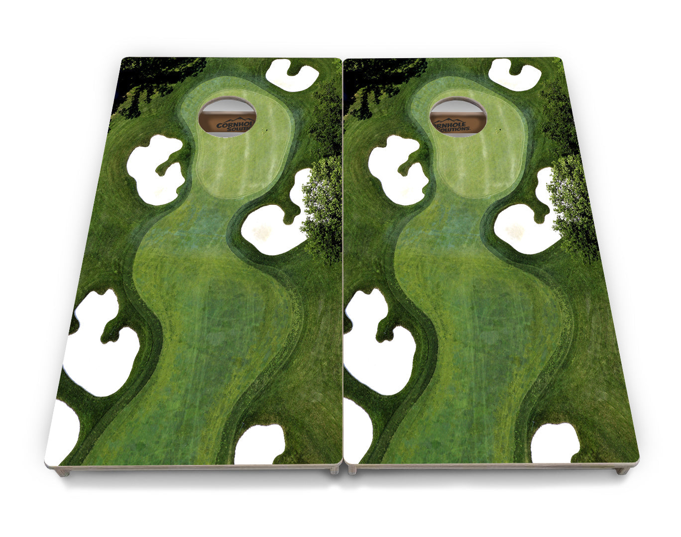 Regulation Cornhole Boards - Golf Course Design - 2'x4' Regulation Cornhole Set - 3/4″ Baltic Birch - UV Direct Print + UV Clear Coat