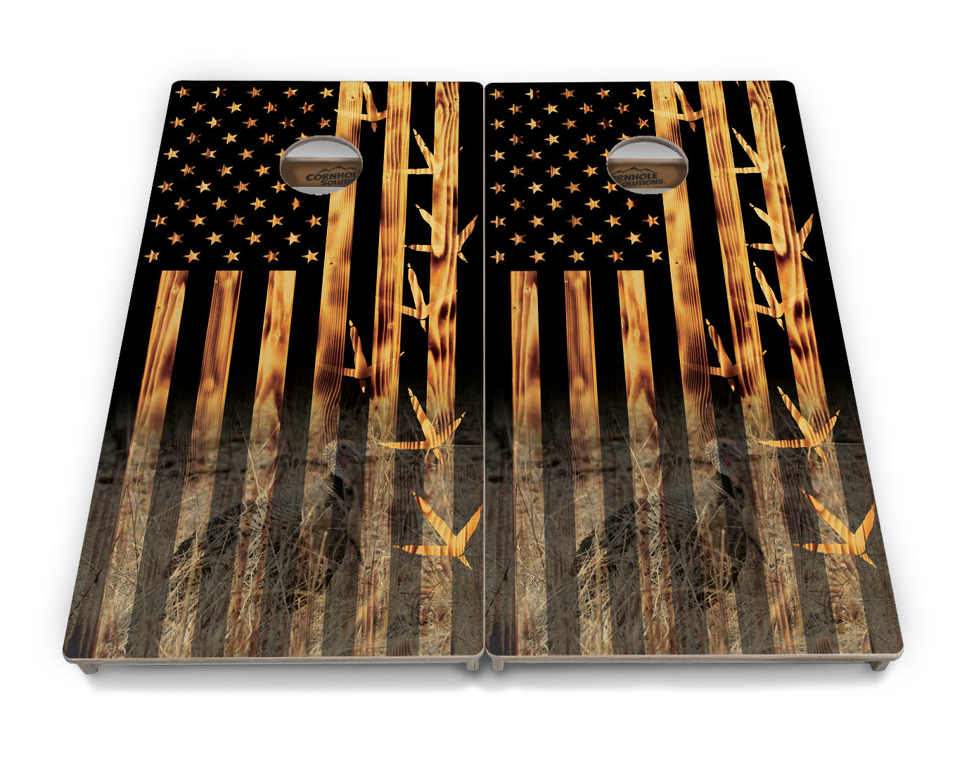 Regulation Cornhole Boards - Hidden Turkey Flag - 2'x4' Regulation Cornhole Set - 3/4″ Baltic Birch - UV Direct Print + UV Clear Coat