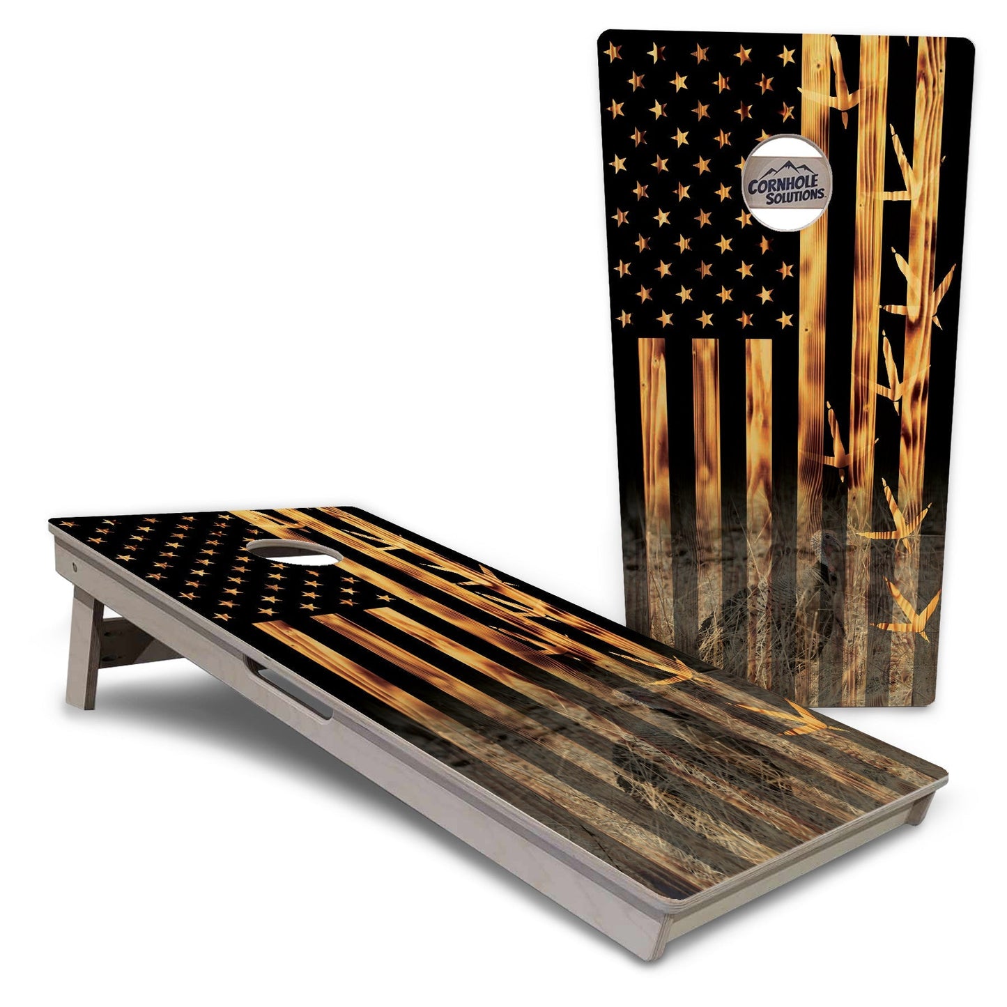 Regulation Cornhole Boards - Hidden Turkey Flag - 2'x4' Regulation Cornhole Set - 3/4″ Baltic Birch - UV Direct Print + UV Clear Coat