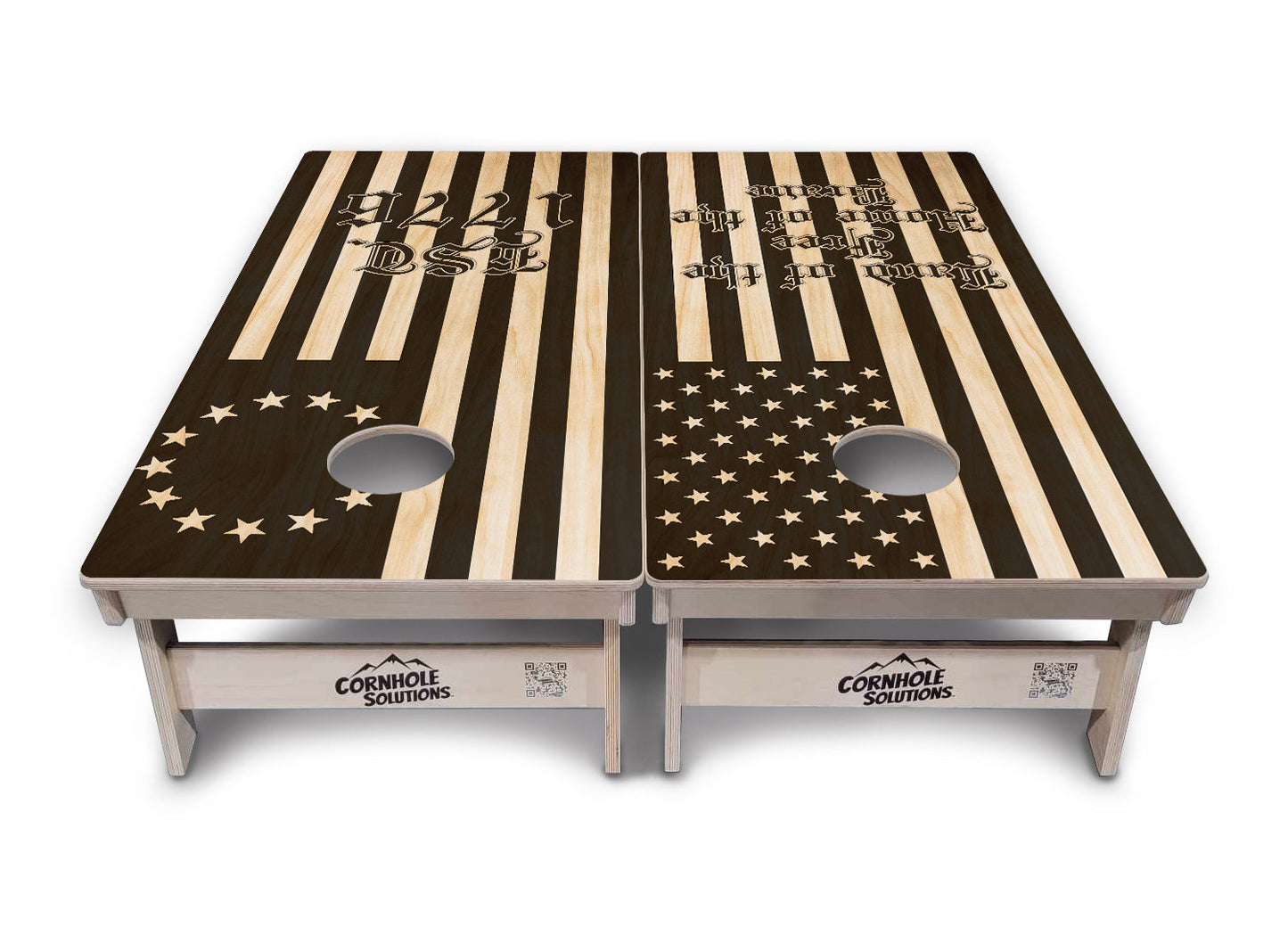 Regulations Cornhole Boards - Land Of the Free Flag Options - 2'x4' Regulation Cornhole Set - 3/4″ Baltic Birch + UV Direct Print + UV Clear Coat