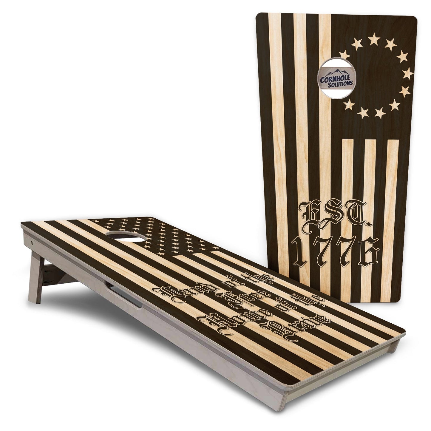 Regulations Cornhole Boards - Land Of the Free Flag Options - 2'x4' Regulation Cornhole Set - 3/4″ Baltic Birch + UV Direct Print + UV Clear Coat