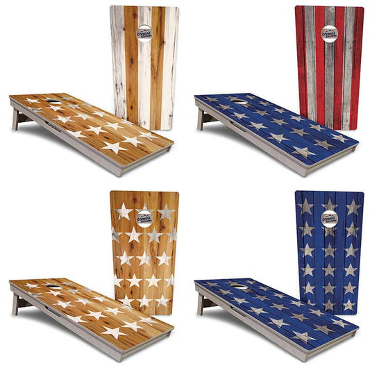 Regulation Cornhole Boards - Large Stars & Stripes Design Options - 2'x4' Regulation Cornhole Set - 3/4″ Baltic Birch + UV Direct Print + UV Clear Coat