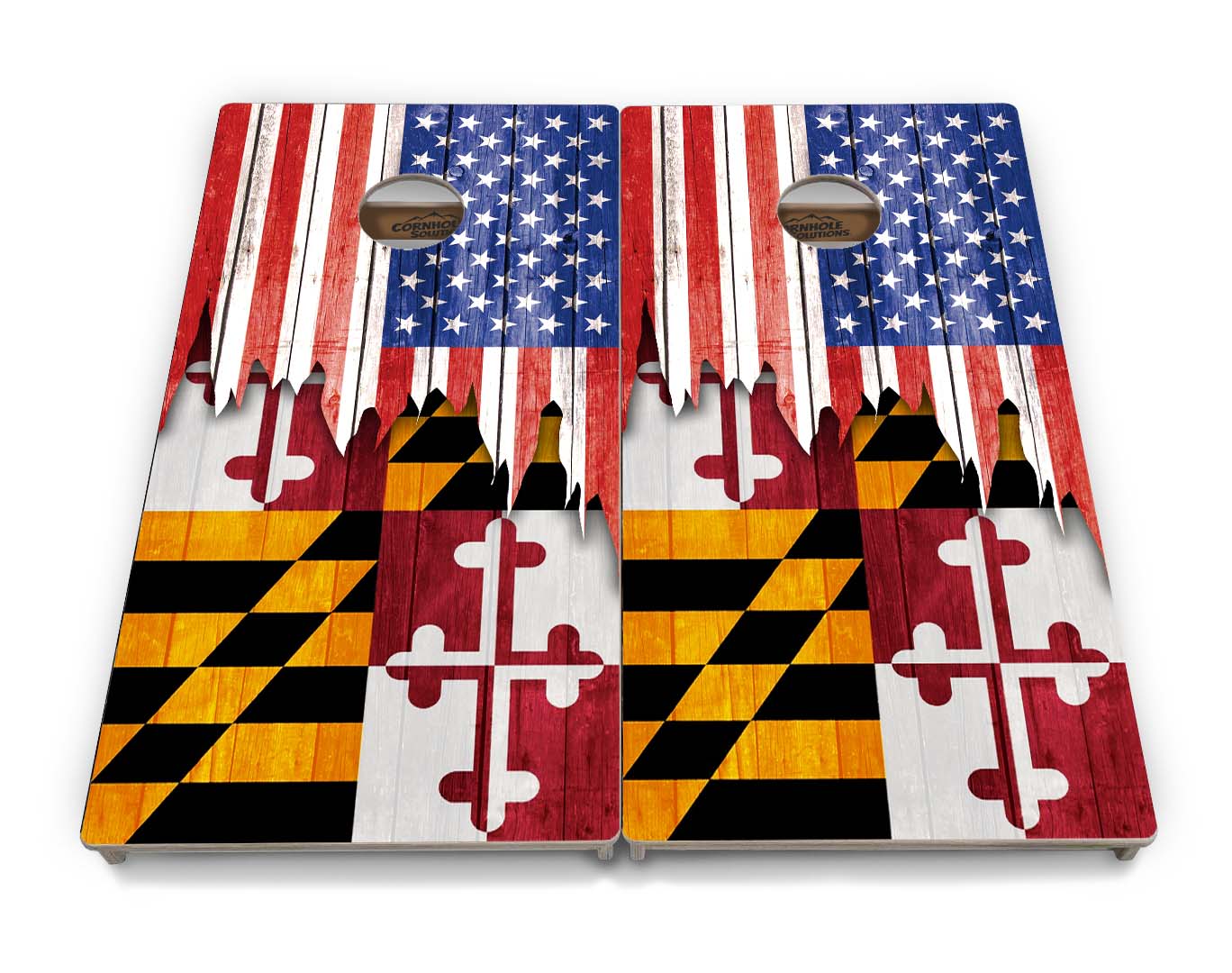 Regulation Cornhole Boards - State Flag Designs Hawaii to Maryland - 2'x4' Regulation Cornhole Set - 3/4″ Baltic Birch + UV Direct Print + UV Clear Coat