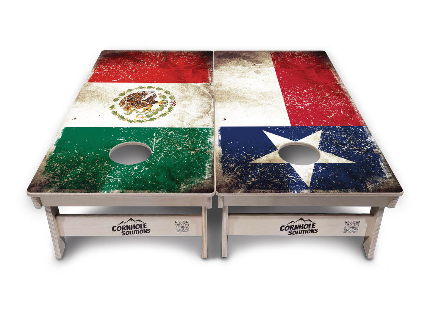 Regulations Cornhole Boards - Rustic Texas & Mexican Flag Design Options - 2'x4' Regulation Cornhole Set - 3/4″ Baltic Birch + UV Direct Print + UV Clear Coat