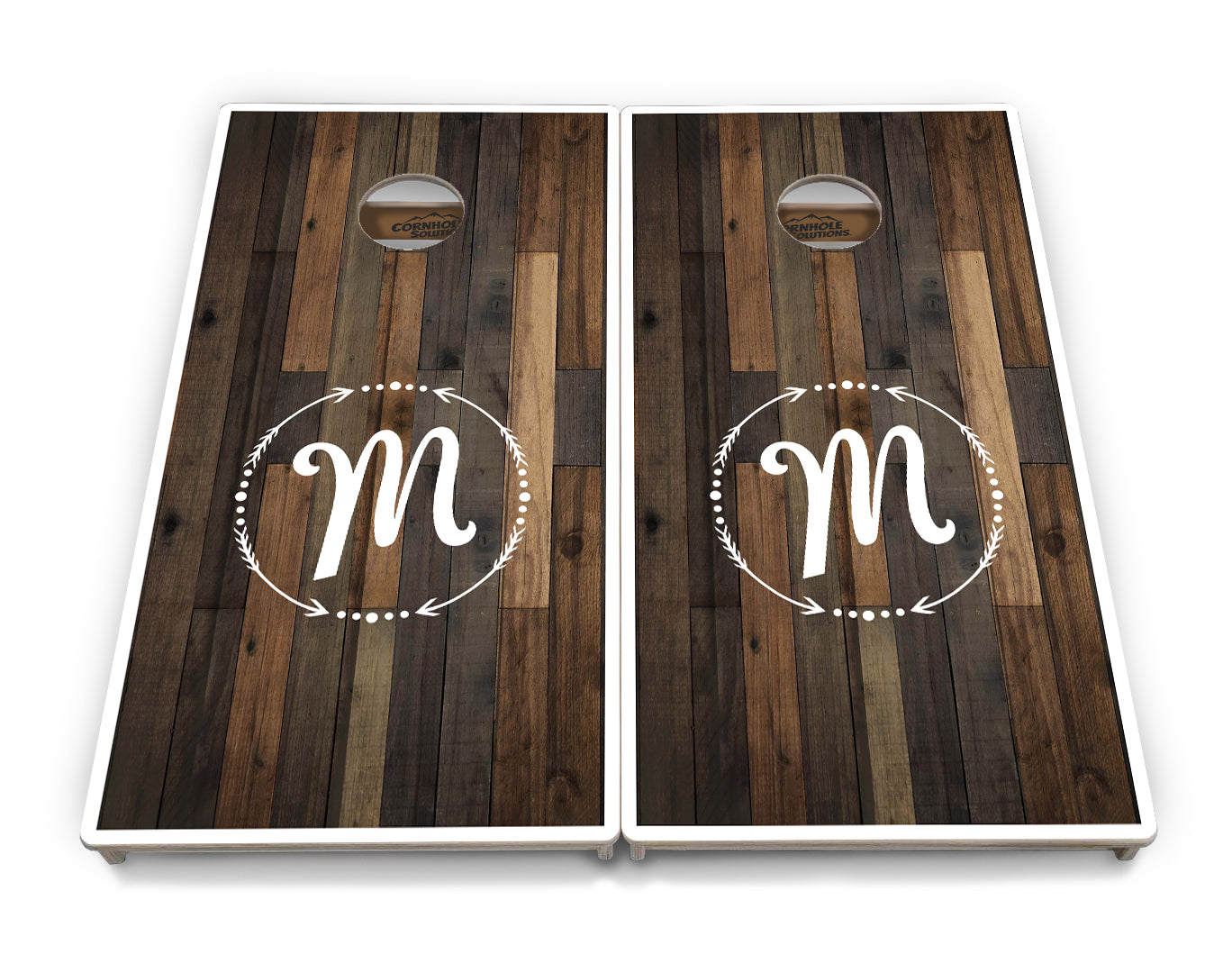 Regulation Wedding Cornhole Set - Letter Wreath 2'x4' Regulation Cornhole Set - 3/4" Baltic Birch +UV Direct Print +UV Clear Coat