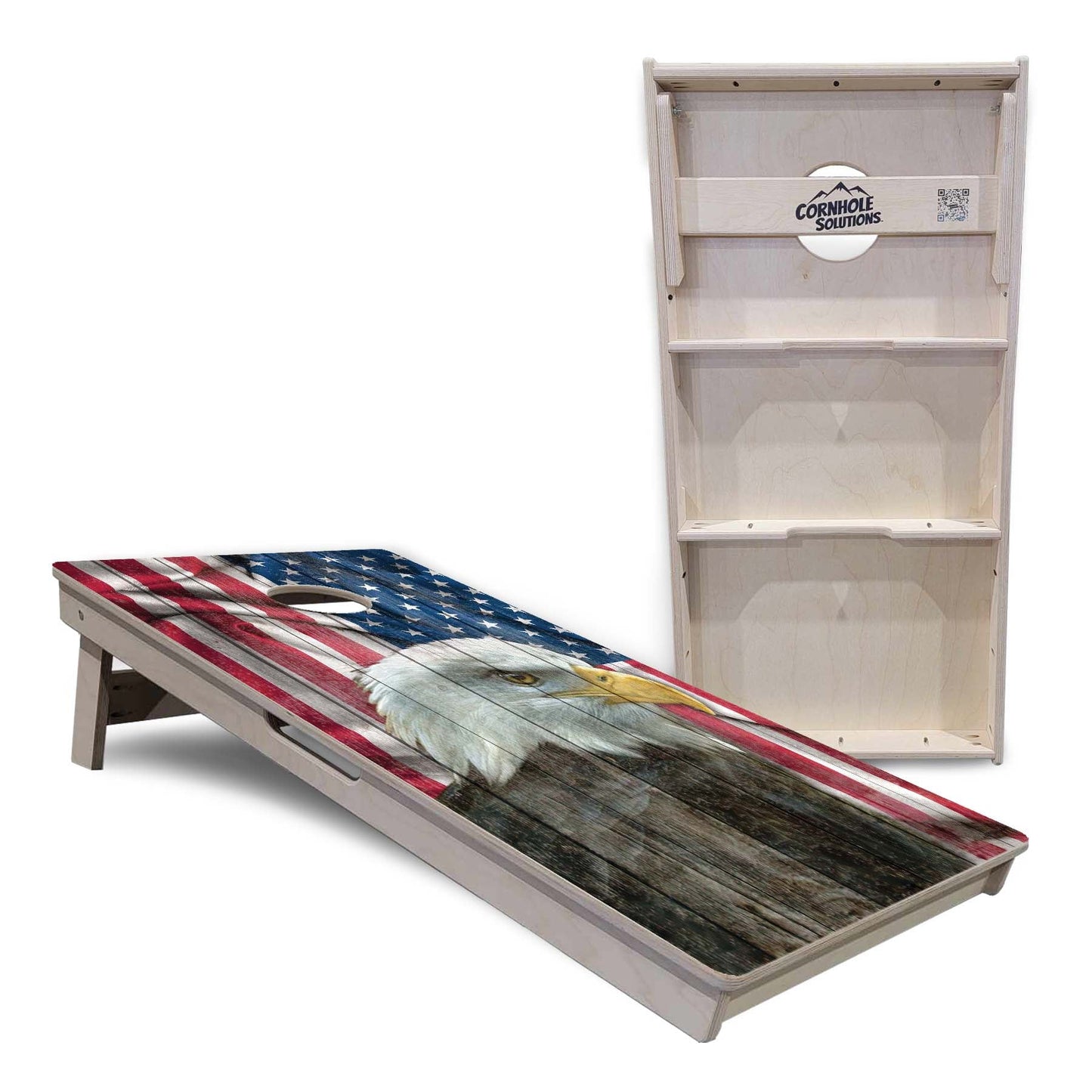 Regulation Cornhole Boards - Faded Eagle Flag - 2'x4' Regulation Cornhole Set - 3/4″ Baltic Birch - UV Direct Print + UV Clear Coat