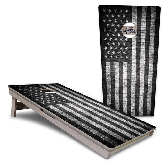 Regulation Cornhole Boards - Monochrome Flag - 2'x4' Regulation Cornhole Set - 3/4″ Baltic Birch - UV Direct Print + UV Clear Coat