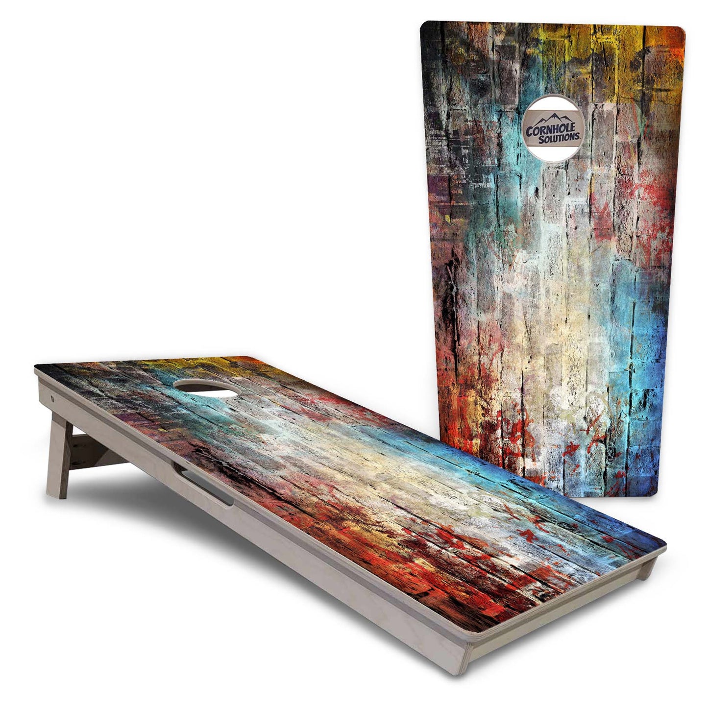 Regulation Cornhole Boards - Colorful Brick - 2'x4' Regulation Cornhole Set - 3/4″ Baltic Birch - UV Direct Print + UV Clear Coat