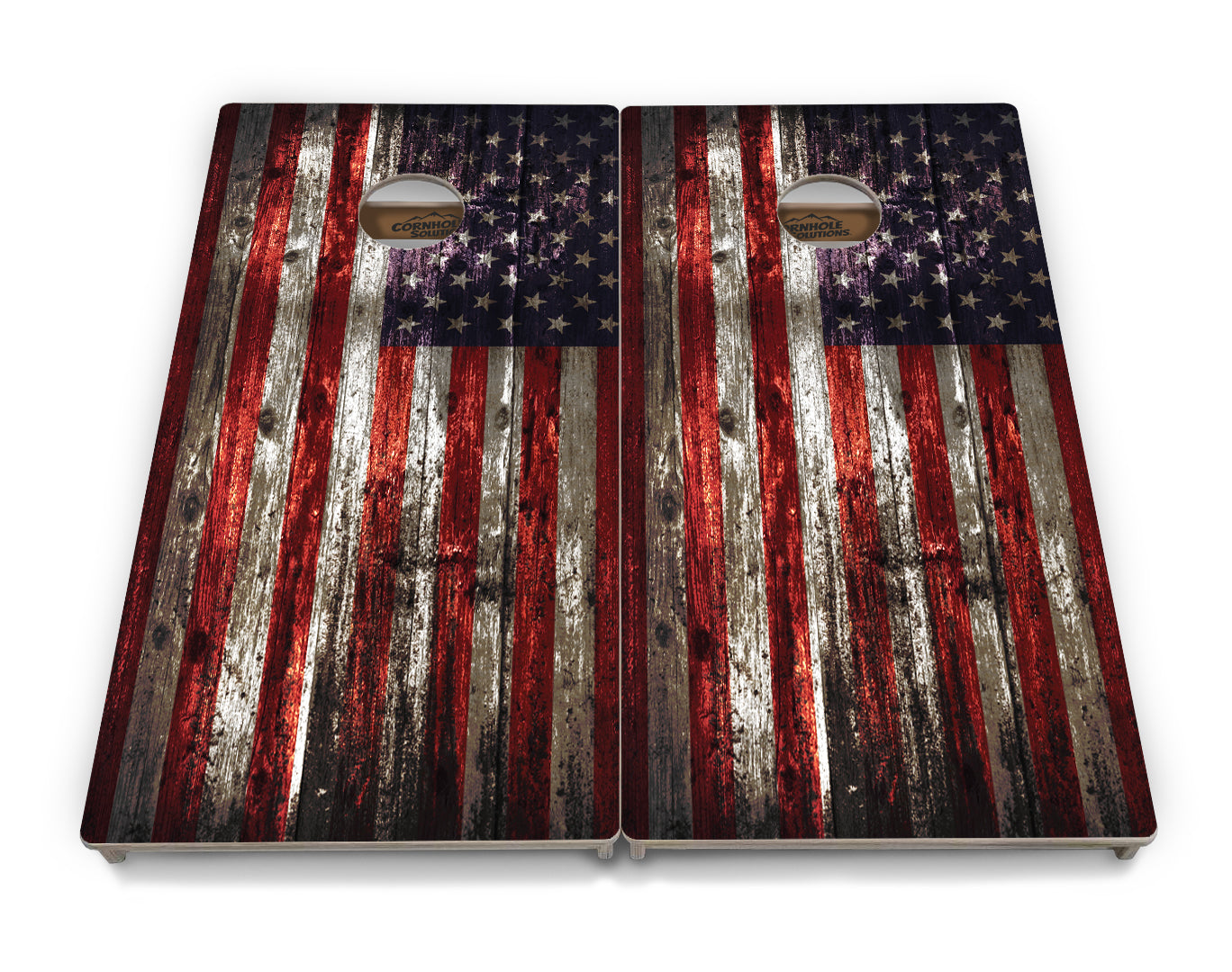 Regulation Cornhole Boards - Rustic Flag - 2'x4' Regulation Cornhole Set - 3/4″ Baltic Birch + UV Direct Print + UV Clear Coat