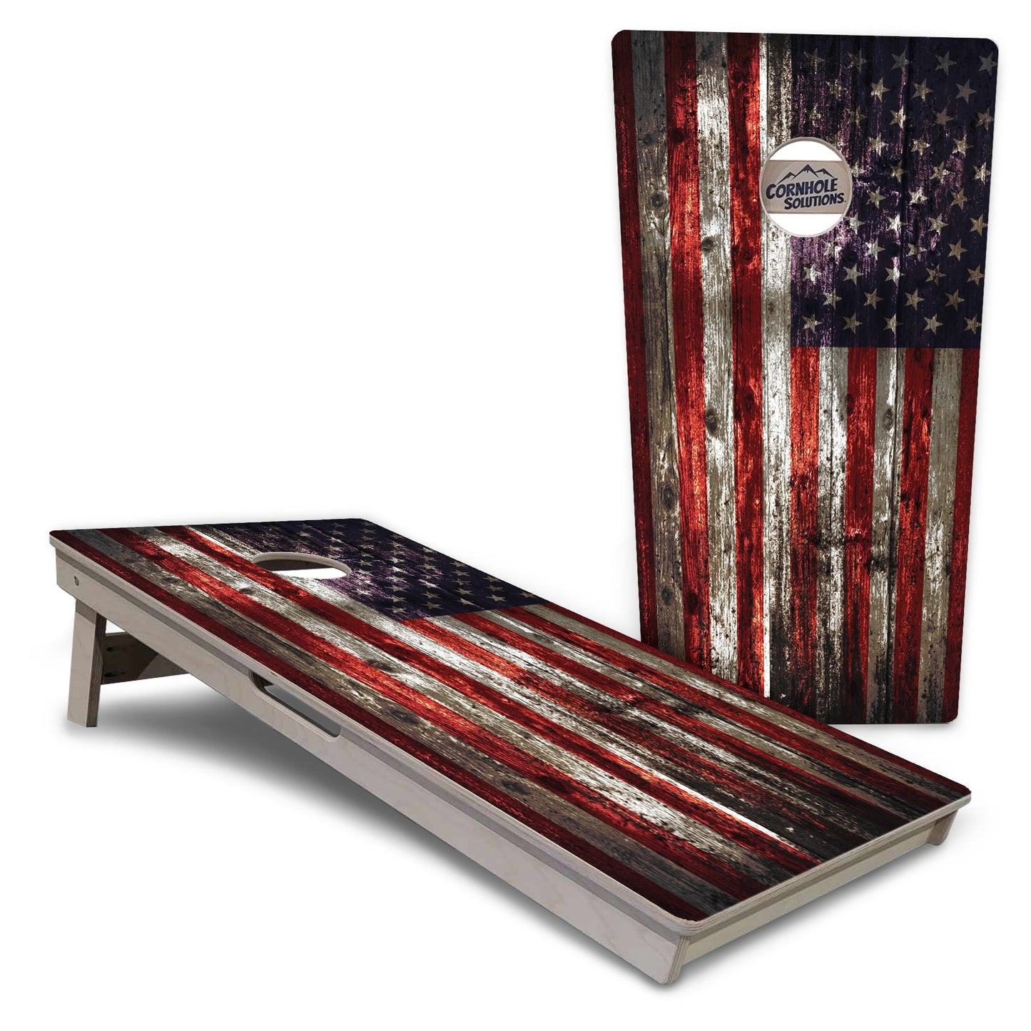 Regulation Cornhole Boards - Rustic Flag - 2'x4' Regulation Cornhole Set - 3/4″ Baltic Birch + UV Direct Print + UV Clear Coat