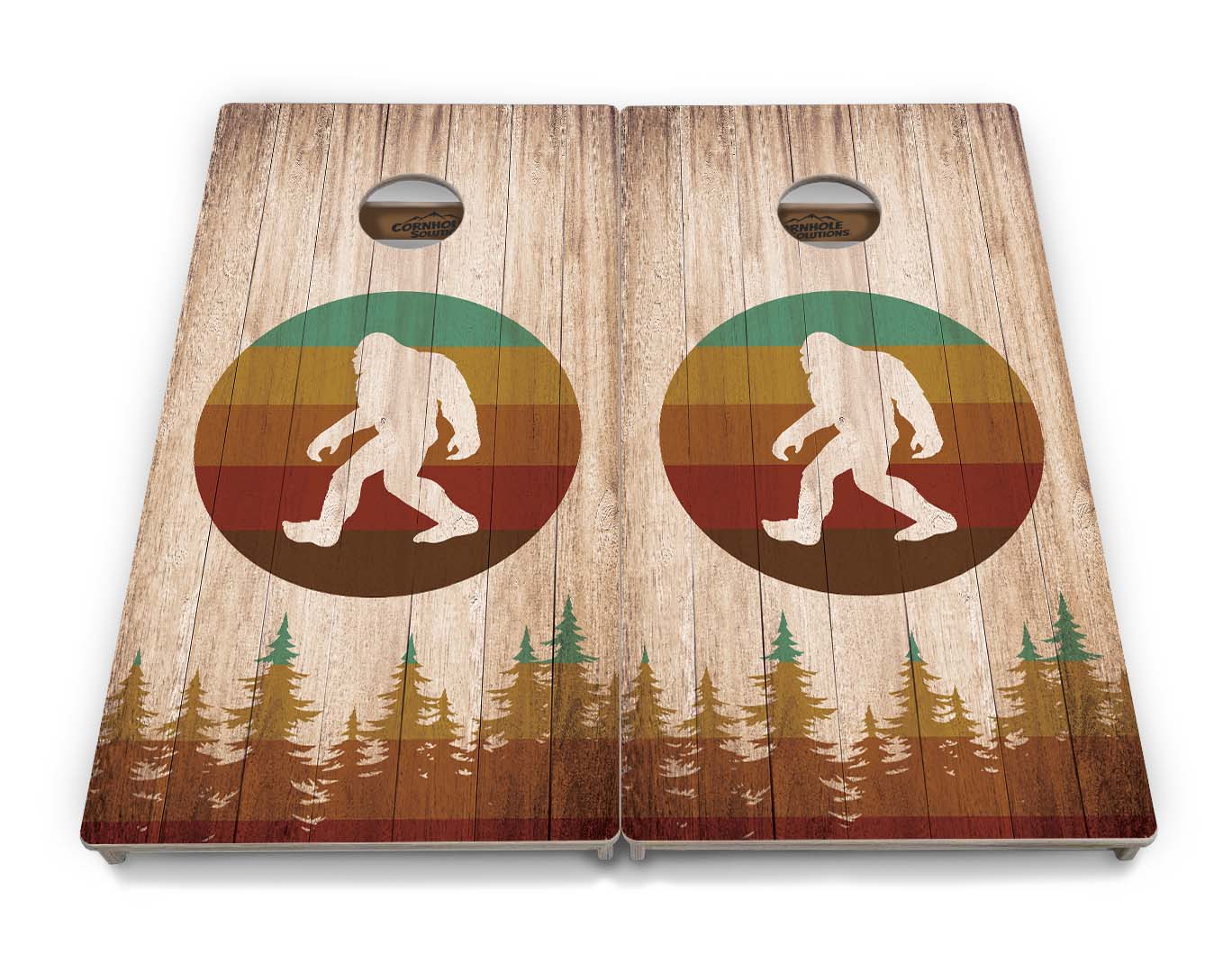 Regulation Conrhole Boards - Bigfoot Circle - 2'x4' Regulation Cornhole Set - 3/4″ Baltic Birch - UV Direct Print + UV Clear Coat