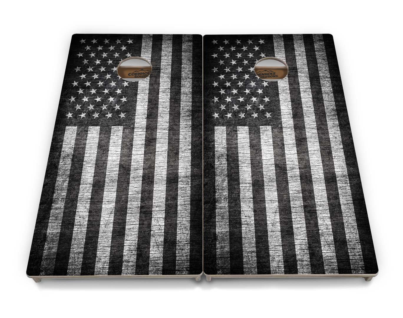 Regulation Cornhole Boards - Monochrome Flag - 2'x4' Regulation Cornhole Set - 3/4″ Baltic Birch - UV Direct Print + UV Clear Coat