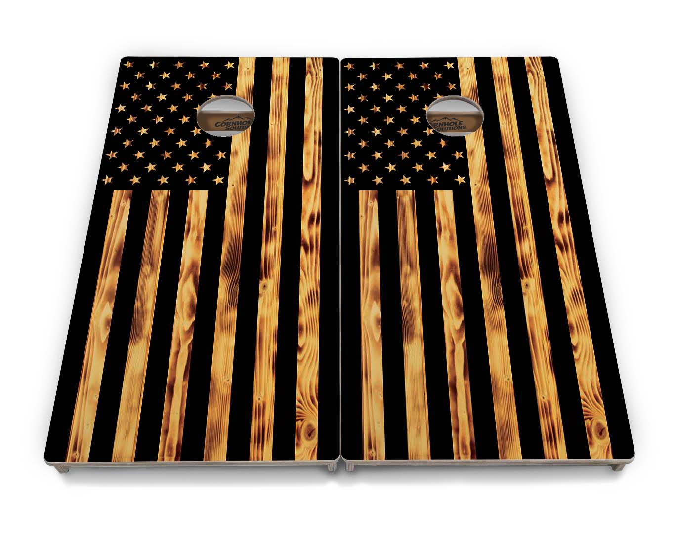 Regulation Cornhole Boards - Burnt Rustic Flag - 2'x4' Regulation Cornhole Set - 3/4″ Baltic Birch - UV Direct Print + UV Clear Coat