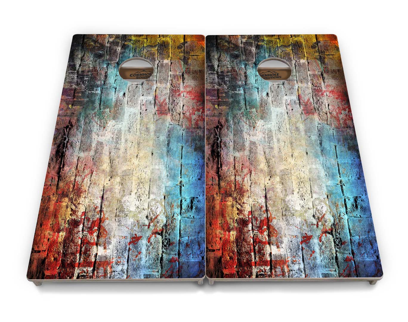 Regulation Cornhole Boards - Colorful Brick - 2'x4' Regulation Cornhole Set - 3/4″ Baltic Birch - UV Direct Print + UV Clear Coat