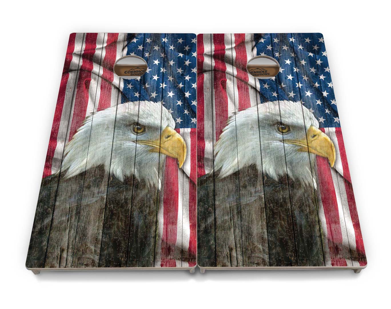 Regulation Cornhole Boards - Faded Eagle Flag - 2'x4' Regulation Cornhole Set - 3/4″ Baltic Birch - UV Direct Print + UV Clear Coat