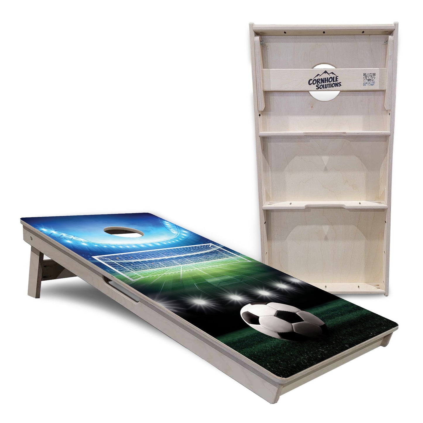 Regulation Cornhole Boards - Soccer Design - 2'x4' Regulation Cornhole Set - 3/4″ Baltic Birch - UV Direct Print + UV Clear Coat