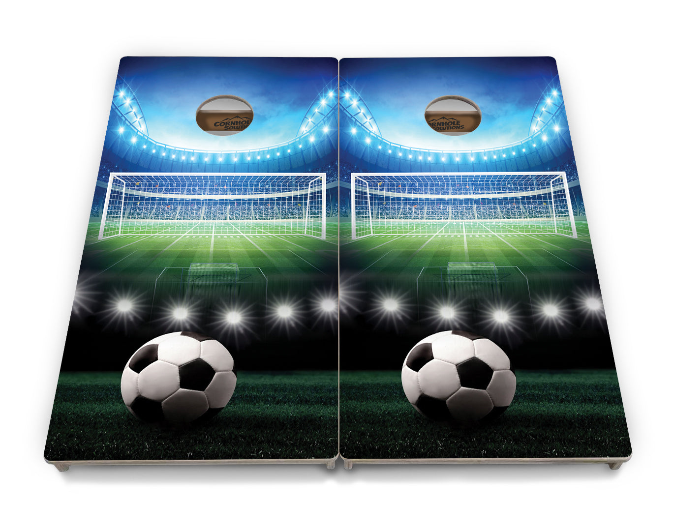 Regulation Cornhole Boards - Soccer Design - 2'x4' Regulation Cornhole Set - 3/4″ Baltic Birch - UV Direct Print + UV Clear Coat