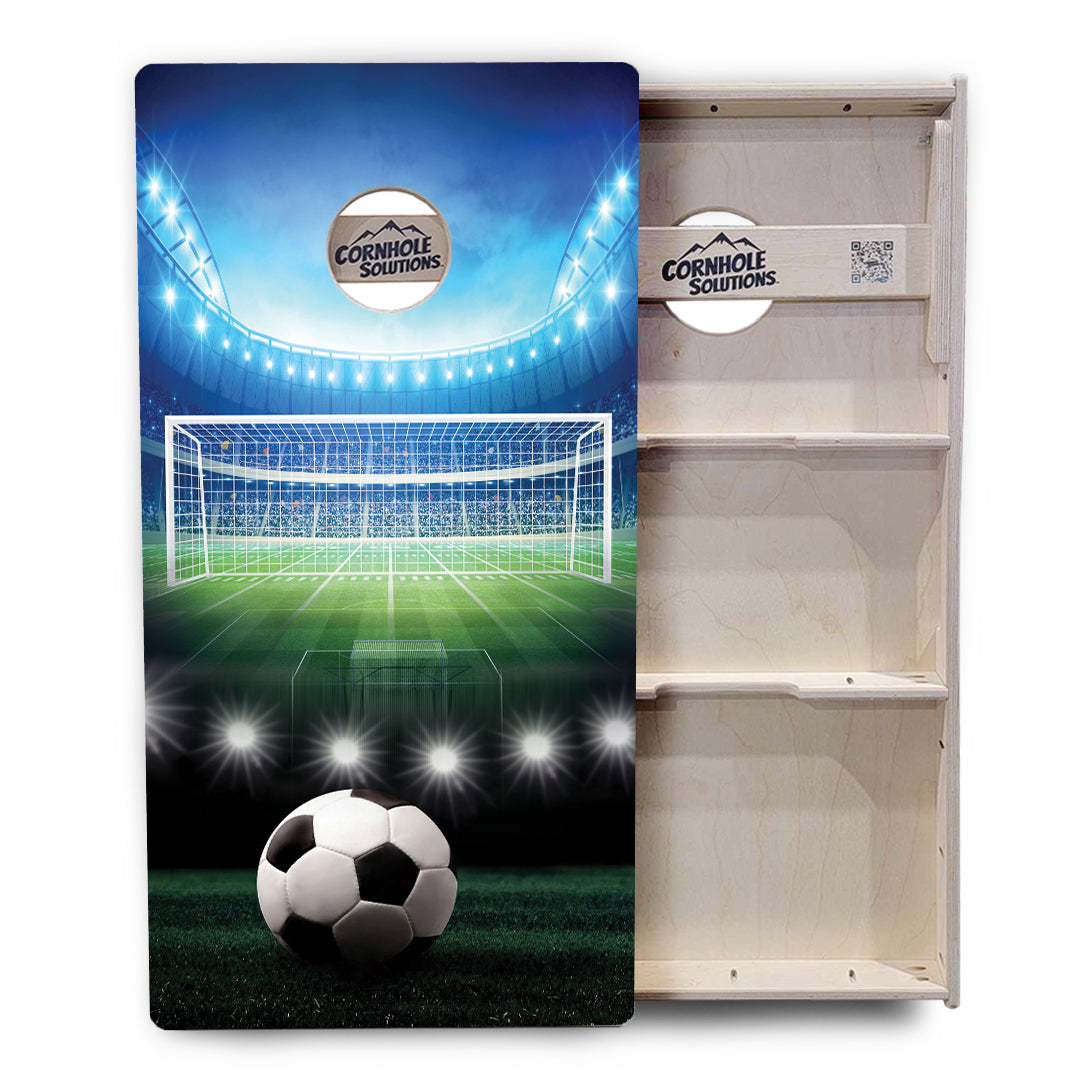 Regulation Cornhole Boards - Soccer Design - 2'x4' Regulation Cornhole Set - 3/4″ Baltic Birch - UV Direct Print + UV Clear Coat