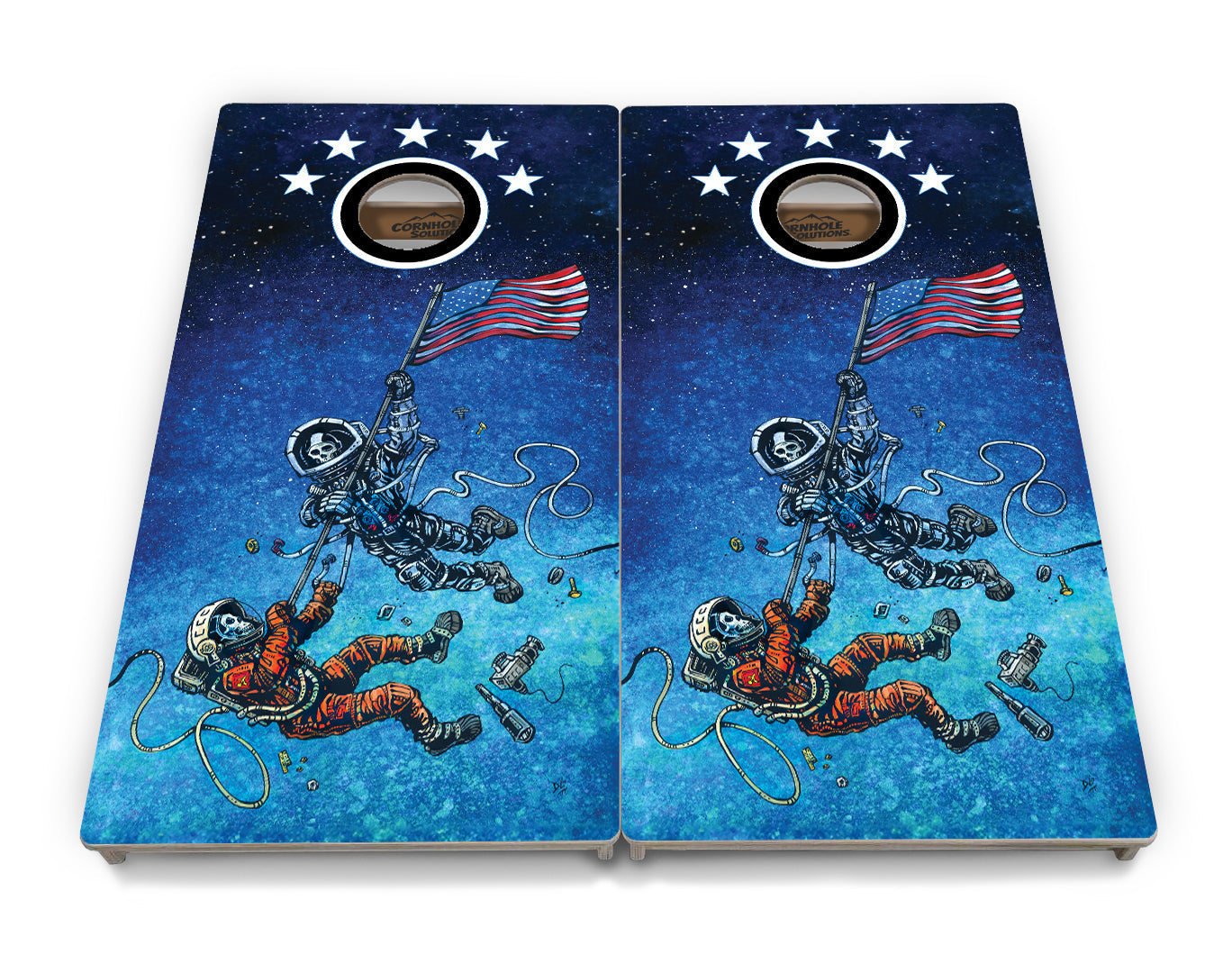 Regulation Cornhole Boards - Artist Series - Split Designs - Regulation Cornhole Set - 3/4" Baltic Birch - Double Legs with Airmail Blocker!