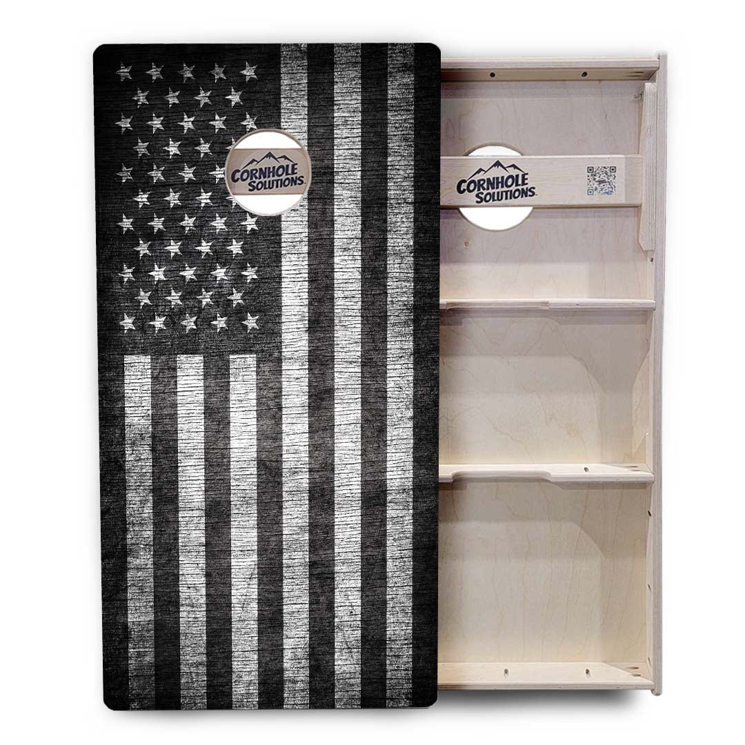 Regulation Cornhole Boards - Monochrome Flag - 2'x4' Regulation Cornhole Set - 3/4″ Baltic Birch - UV Direct Print + UV Clear Coat