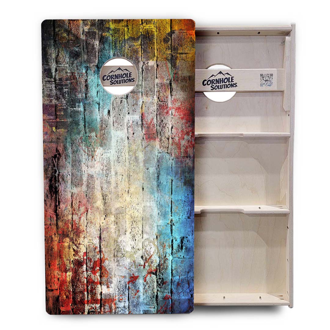 Regulation Cornhole Boards - Colorful Brick - 2'x4' Regulation Cornhole Set - 3/4″ Baltic Birch - UV Direct Print + UV Clear Coat