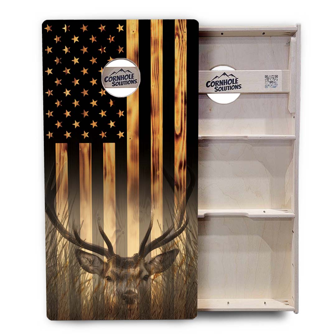 Regulation Cornhole Boards - Hidden Deer & Fish Design Options - 2'x4' Regulation Cornhole Set - 3/4″ Baltic Birch + UV Direct Print + UV Clear Coat