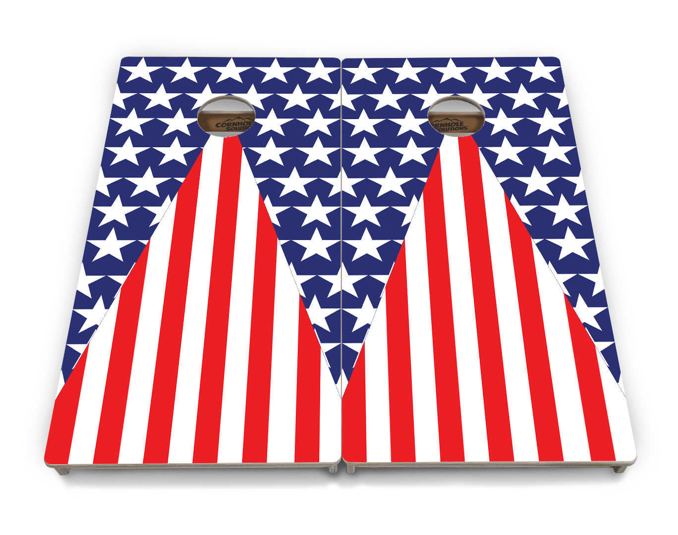 Regulation Cornhole Boards - Stars & Stripes Triangle - 2'x4' Regulation Cornhole Set - 3/4″ Baltic Birch - UV Direct Print + UV Clear Coat