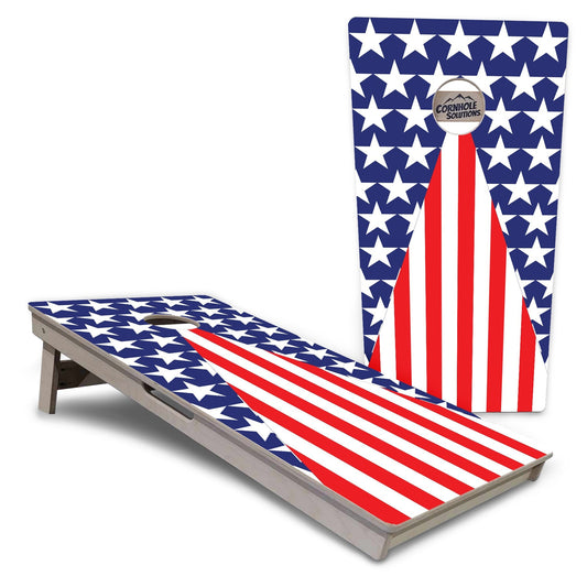 Regulation Cornhole Boards - Stars & Stripes Triangle - 2'x4' Regulation Cornhole Set - 3/4″ Baltic Birch - UV Direct Print + UV Clear Coat