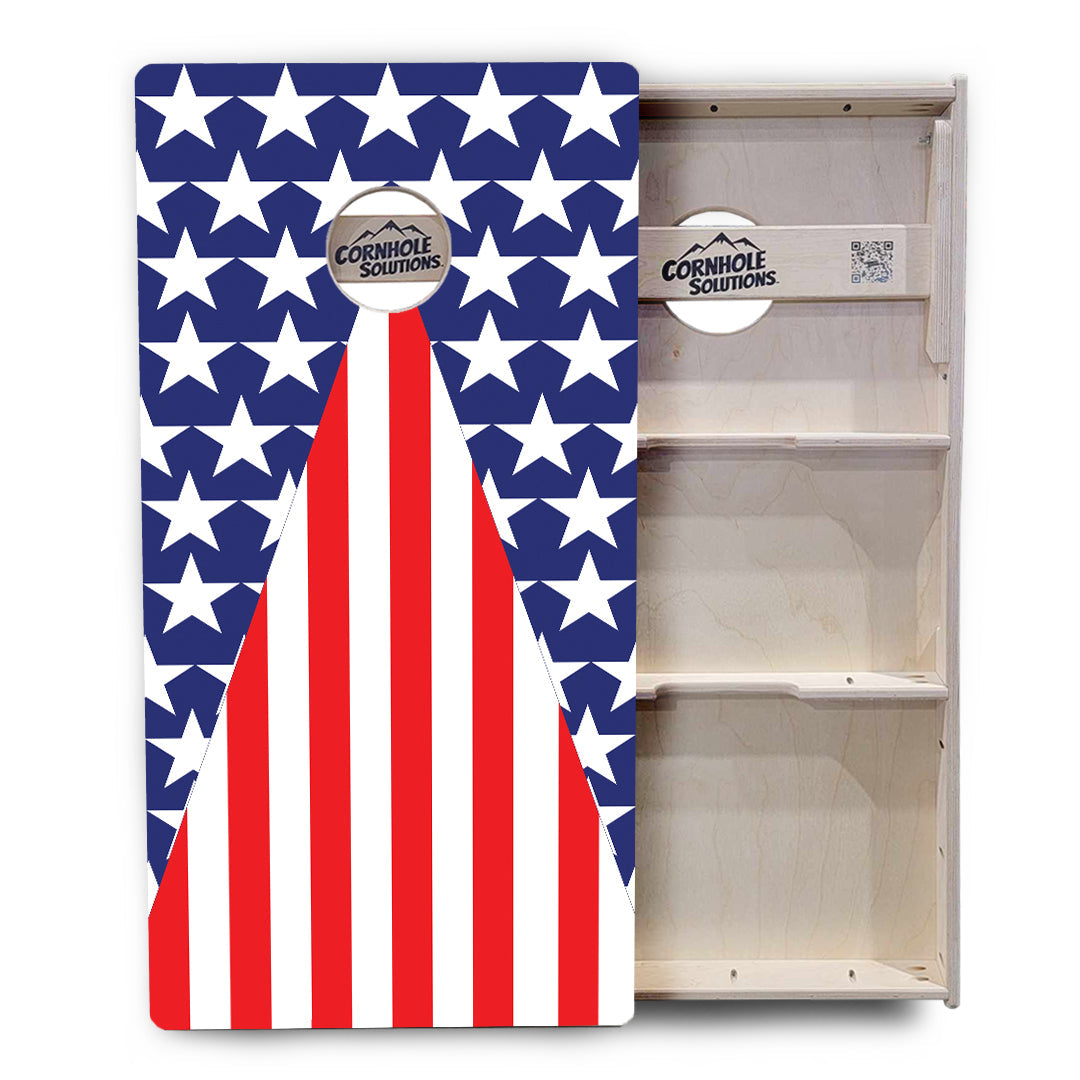 Regulation Cornhole Boards - Stars & Stripes Triangle - 2'x4' Regulation Cornhole Set - 3/4″ Baltic Birch - UV Direct Print + UV Clear Coat