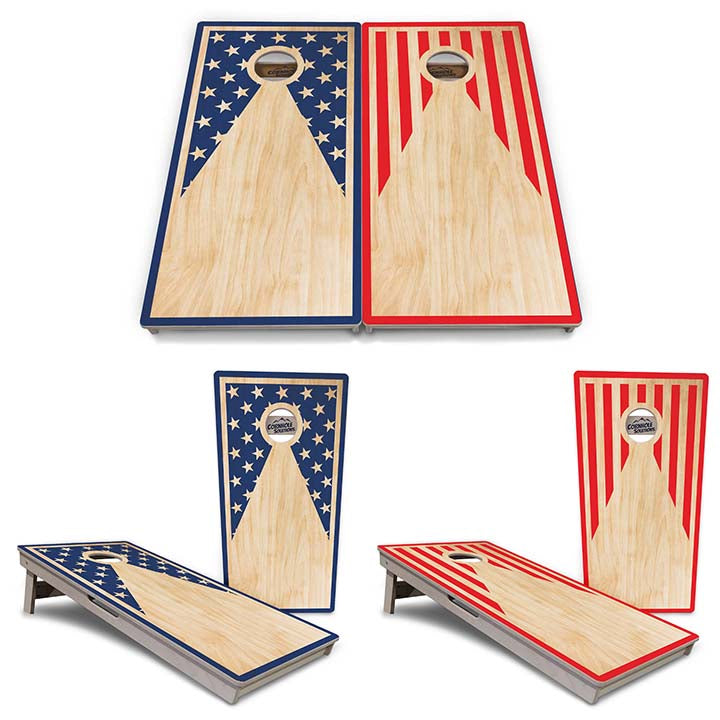 Regulation Cornhole Boards - Stars & Stripes Keyhole - 2'x4' Regulation Cornhole Set - 3/4″ Baltic Birch + UV Direct Print + UV Clear Coat